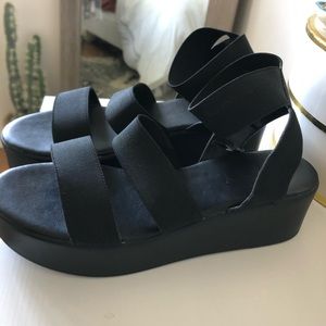 Platform black strap heels